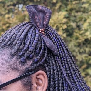 Fabric Pony Tail Band Blue Flower Hand Band